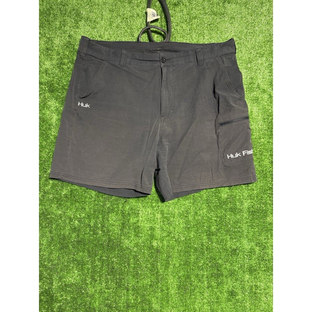 Huk Mens Next Level Fishing Shorts Performance Zip Pockets Size 2XL Black